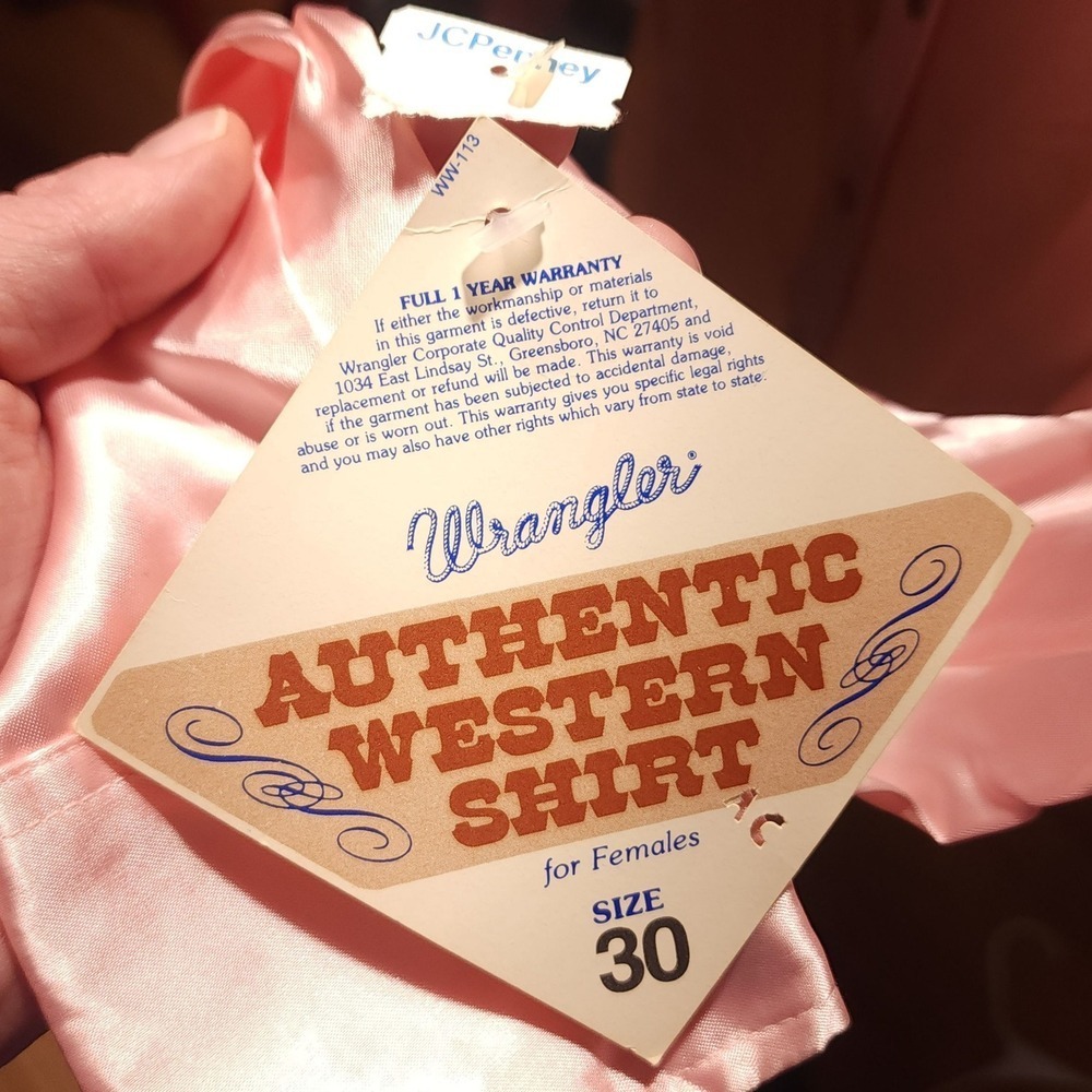 Wrangler Pearl Snap Western Shirt Peach Satin NWT - Picture 9 of 12